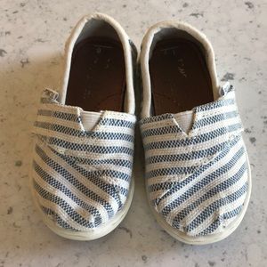 Blue and Cream stripes Toms toddler size 6